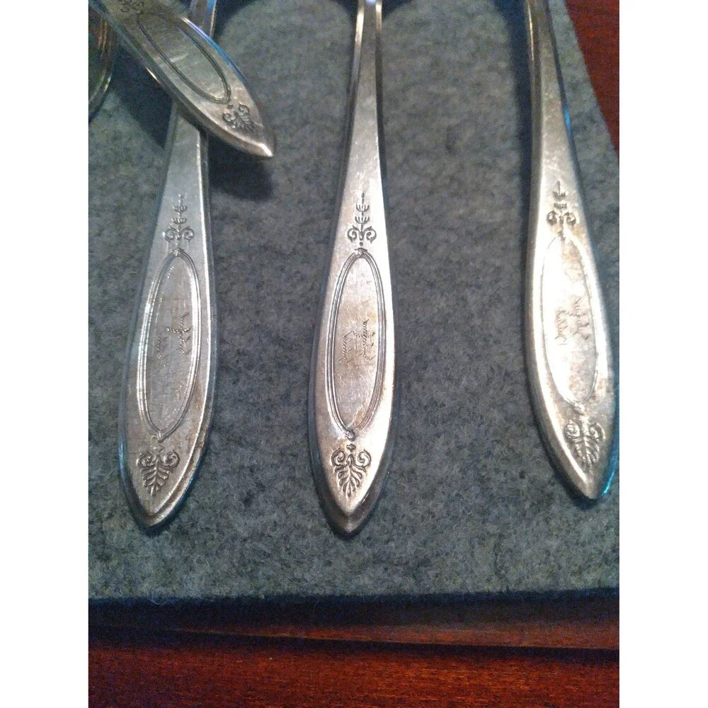 Vintage Silverplate Serving‎ Set Ornate Pattern Cutlery Decorative Bon Bon Spoon
